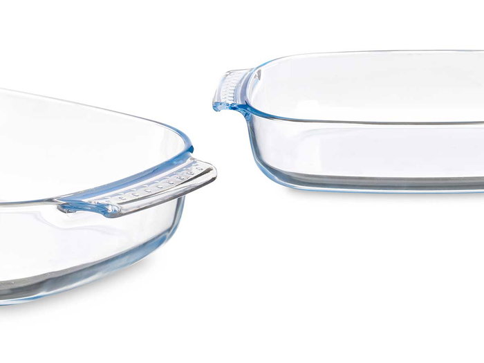 VIVALTO Bandeja borosilicate rectangulaire avec anses 3,8 L, Transparente