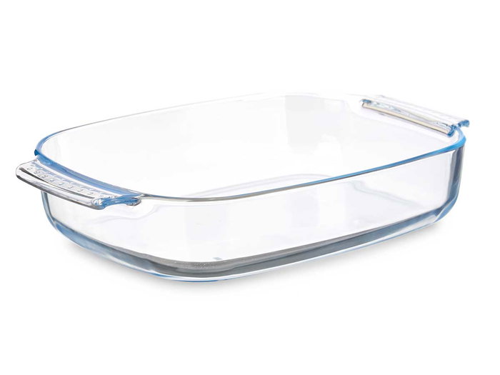 VIVALTO Bandeja borosilicate rectangulaire avec anses 3,8 L, Transparente