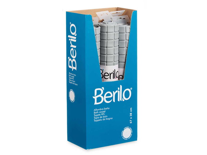 Berilo Tapis de Bain Antidérapant Gris Carreaux PVC 6x28x6 cm (Ouvert : 67,7 x 38,5 x 0,7 cm) (Set de 6)