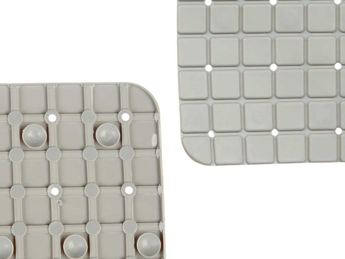 Berilo Tapis de Bain Antidérapant Gris Carreaux PVC 6x28x6 cm (Ouvert : 67,7 x 38,5 x 0,7 cm) (Set de 6)