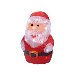 Lumineo Figurine Père Noël Acrylique LED 30 Lumières Froides - IP44 Extérieur - 17 x 14 x 23.5 cm - Fonction Fixe avec Minuterie 6h/18h
