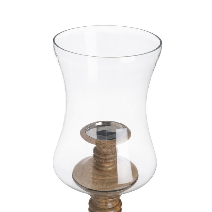 BigBuy Home Bougeoir Naturel Bois Verre 20 x 20 x 57 cm BigBuy Home Bougeoir Naturel Bois Verre 20 x 20 x 57 cm