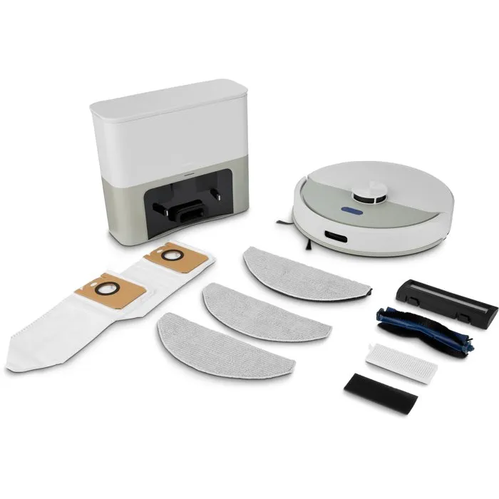 Medion MD100021 X22SW+ Aspirateur Robot Laveur - Navigation Laser - 5000 Pa - Autonomie 165 min - Réservoir 2,5 L - Blanc