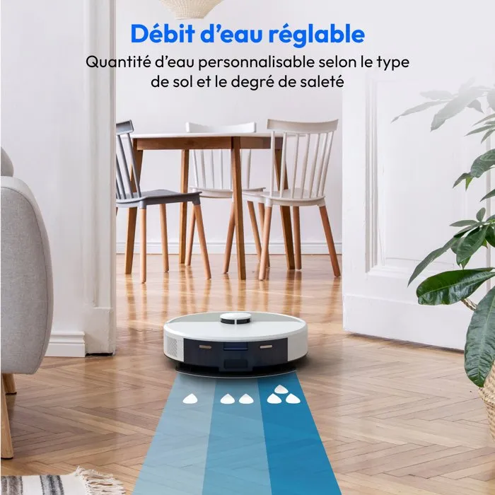 Medion MD100021 X22SW+ Aspirateur Robot Laveur - Navigation Laser - 5000 Pa - Autonomie 165 min - Réservoir 2,5 L - Blanc