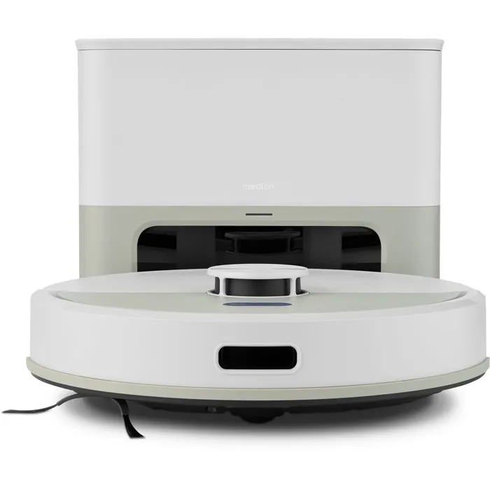 Medion MD100021 X22SW+ Aspirateur Robot Laveur - Navigation Laser - 5000 Pa - Autonomie 165 min - Réservoir 2,5 L - Blanc