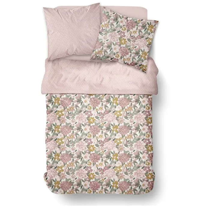 Today Parure de Lit Imprimé Floral Champêtre Rose Poudré 260 x 240 cm