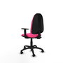 Chaise Algarra Contact permament de base Cuir écologique Rose Structure polyamide noire Accoudoir 1D Sans appui-tête Roulettes pour moquette