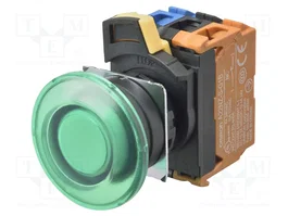 OMRON Bouton-poussoir A22NL vert avec LED, NO, 22mm