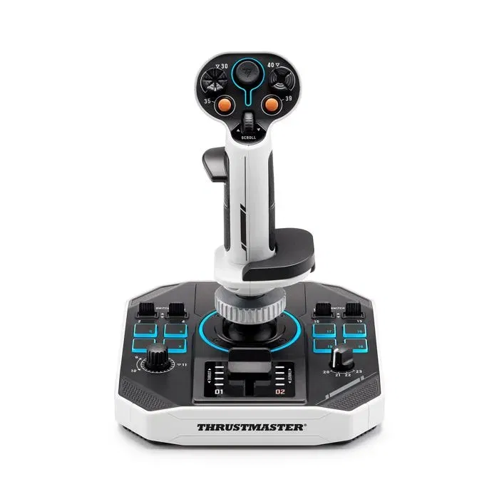 Thrustmaster Sol-R 1 Flightstick - Joystick de simulation de vol spatial ambidextre avec 44 boutons, technologie H.E.A.R.T. 16 bits et manette de gaz