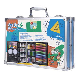 TACHAN Malette artiste aluminium 145 pièces pour dessin et peinture (33 marqueurs, 24 pastels, aquarelles) - T01071