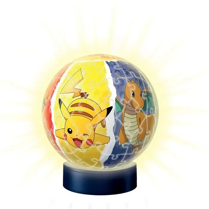Ravensburger - Puzzle 3D Ball illuminé Pokémon avec socle lumineux - 72 pièces numérotées - Sans colle - Puzzle pour enfants à partir de 6 ans
