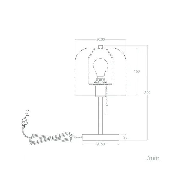 Messina SKD-T1010 - Lampe de table en acier avec interrupteur à tirette et douille E27 - Éclairage d'intérieur design