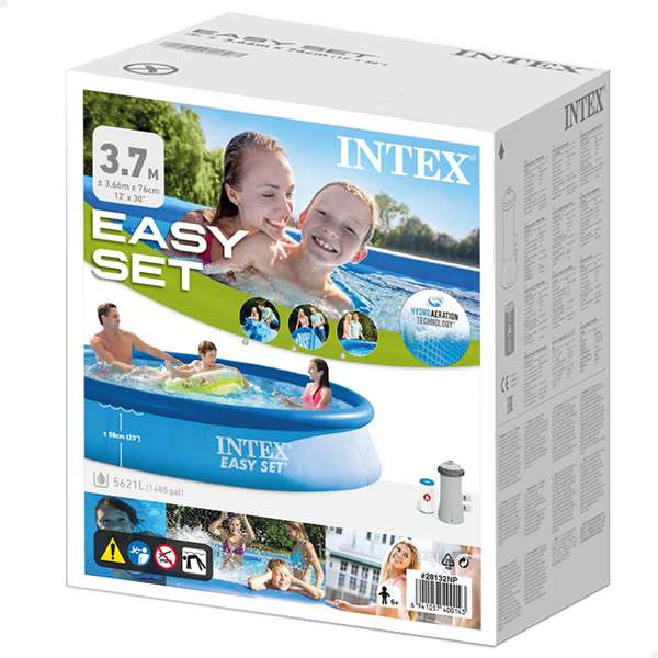 Intex Piscine Gonflable Ronde Easy Set avec Filtre à Cartouche - Capacité 5621 Litres, Ø 366 x 76 cm, pour Enfants à partir de 6 ans Intex Piscine Gonflable Ronde Easy Set avec Filtre à Cartouche - Capacité 5621 Litres, Ø 366 x 76 cm, pour Enfants à partir de 6 ans