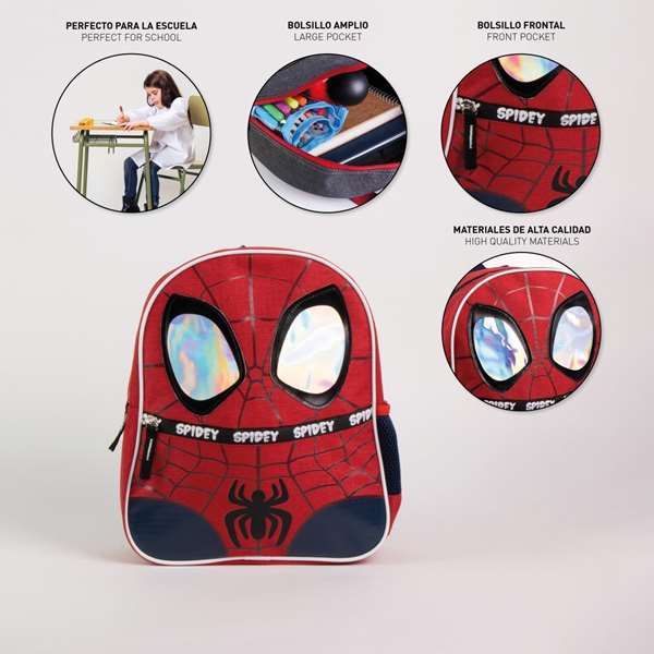Cerdá Mochila Infantil Spidey - Sac à dos enfant Spider-Man, Rouge - Dimensions : 2.5 x 3.0 x 1.0 cm - À partir de 3 ans