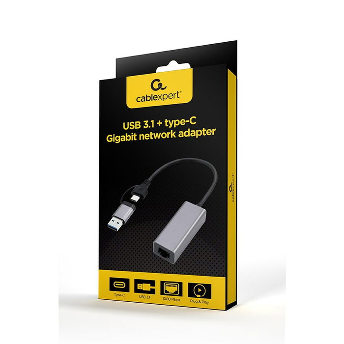 GEMBIRD A-USB3AC-LAN-01 Adapteur réseau USB-C vers RJ45 GEMBIRD A-USB3AC-LAN-01 Adapteur réseau USB-C vers RJ45