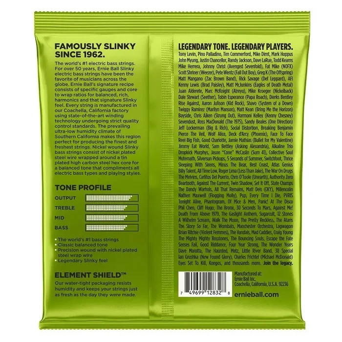 Ernieball Jeu de cordes Slinky Regular 50-105 pour guitare basse électrique