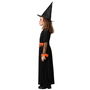 Déguisement de Sorcière Enfant pour Fille, Long Robe Noire avec Détails Orange et Chapeau, Taille 5-6 Ans, pour Halloween et Carnaval, Polyester