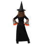 Déguisement de Sorcière Enfant pour Fille, Long Robe Noire avec Détails Orange et Chapeau, Taille 5-6 Ans, pour Halloween et Carnaval, Polyester
