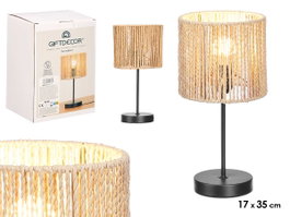 GIFTDECOR Lampara Sobremesa Cilindro Cuerda Negro-Natural