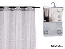 Giftdecor Rideau Voilage Gris Clair 140x260 cm en Polyester (Set de 6)