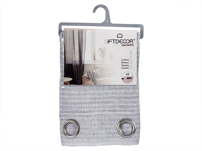 Giftdecor Rideau Voilage Gris Clair 140x260 cm en Polyester (Set de 6)