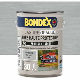 Bondex Lasure opaque satinée très haute protection - Gris souris RAL 7038 - Bois neuf et ancien - 5 L