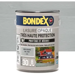 Bondex Lasure opaque satinée très haute protection - Gris souris RAL 7038 - Bois neuf et ancien - 5 L