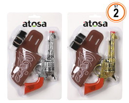 Atosa Set Western avec Pistolet 22cm, Étui Marron et Détails Décoratifs