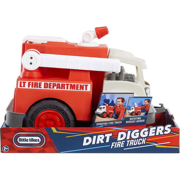 Little Tikes Camion de Pompiers Dirt Diggers 655791 - Véhicule de Construction avec Échelle et Pompe à Eau Rotatives - Jouet d'Extérieur et d'Intérieur pour Enfants Dès 2 Ans
