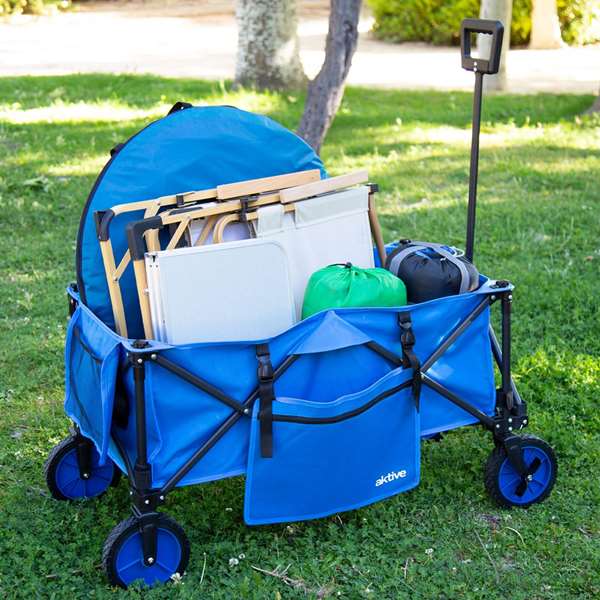 Color Baby - Carro de playa plegable - Chariot de plage pliable 88x47x53/108 cm avec poche latérale - Recommandé 3 ans et plus