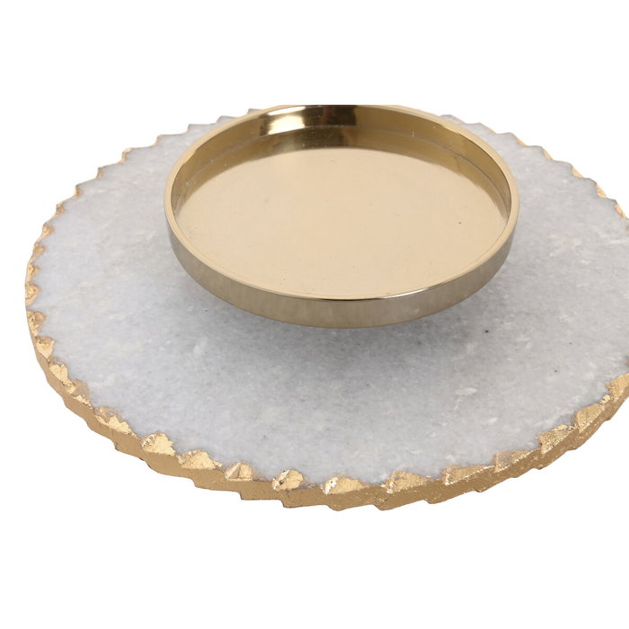 Bougeoir Home ESPRIT Blanc Doré Verre Marbre 25 x 25 x 27 cm