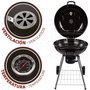 Aktive Barbecue au charbon de bois rond avec couvercle - Diamètre 57 cm, Hauteur 86 cm, Structure en aluminium et textile