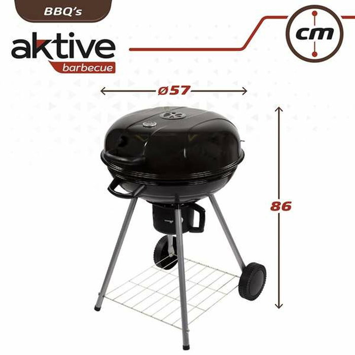 Roues de barbecue au charbon de bois Aktive Textilene 57 x 86 cm Noir