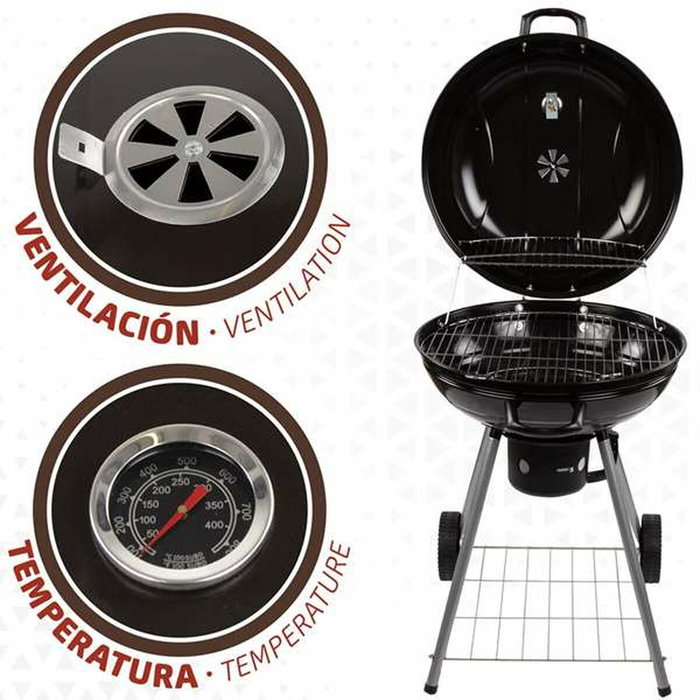 Roues de barbecue au charbon de bois Aktive Textilene 57 x 86 cm Noir