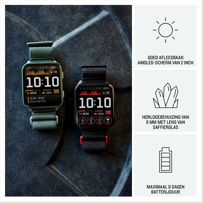 Montre intelligente GARMIN 010-02980-03 Noir Vert Gris Ardoise