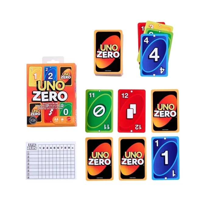 UNO UNO Zero - Jeu de cartes stratégique pour 2 à 8 joueurs, à partir de 7 ans, version revisitée inspirée du Golf - Mattel Games JHH48