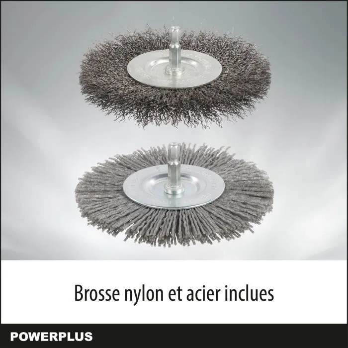 Powerplus POWXG6650 Désherbeur électrique télescopique 400 W avec brosse rotative en nylon et en acier et poignée softgrip