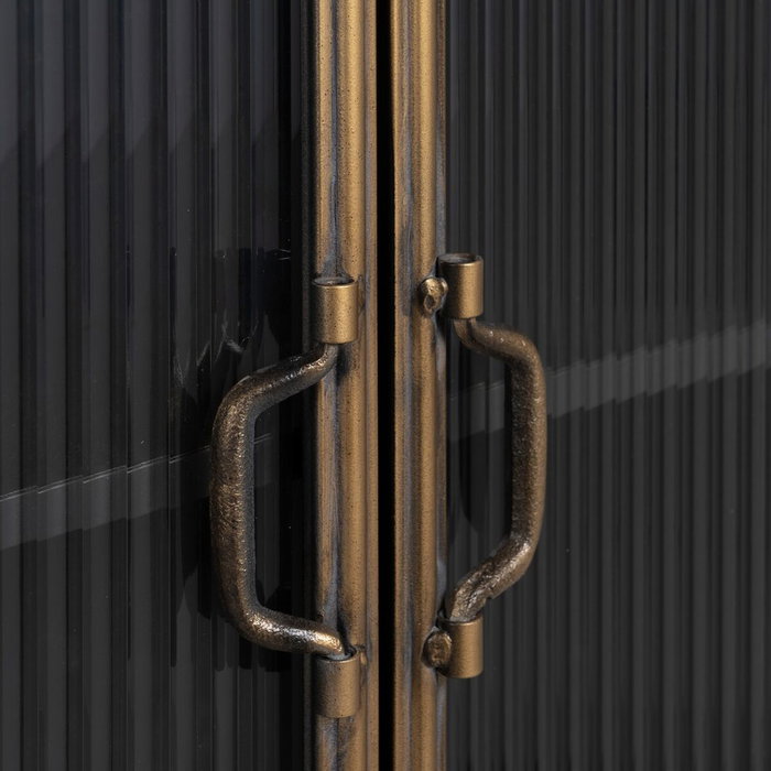 BigBuy Home Présentoir BRICK Noir Doré Verre Fer