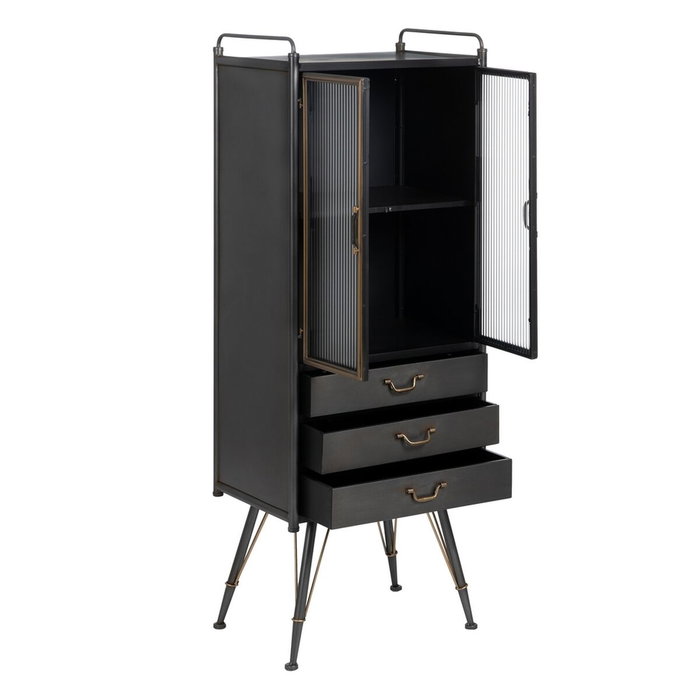 BigBuy Home Présentoir BRICK Noir Doré Verre Fer