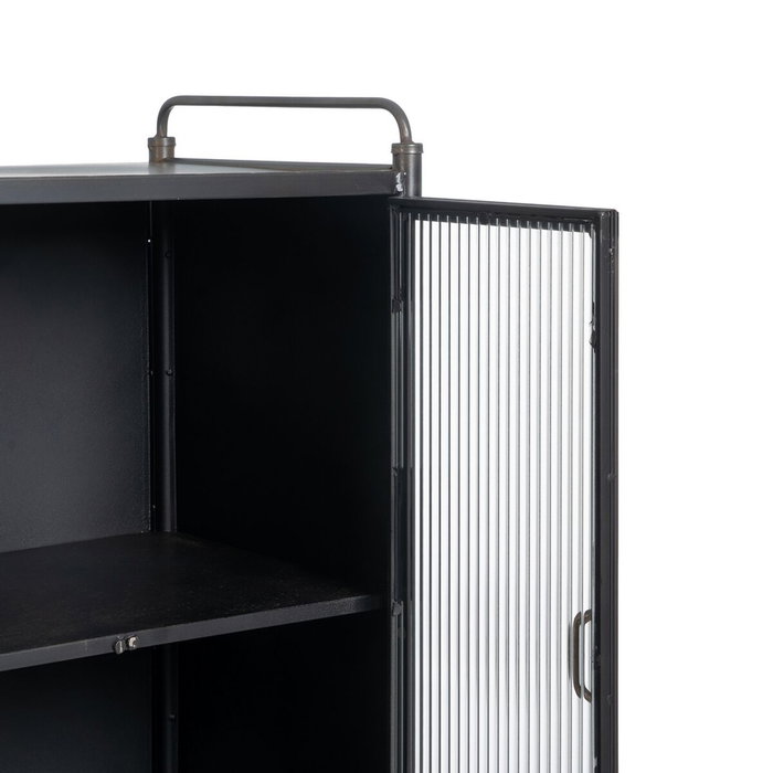BigBuy Home Présentoir BRICK Noir Doré Verre Fer