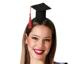 Serre-tête avec petit chapeau noir de licenciée pour femme adulte