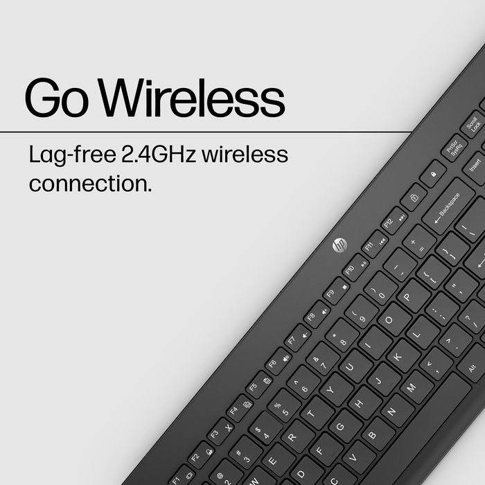 HP Clavier Sans Fil 230 Noir AZERTY - Clavier Gomme Silencieux et Confortable avec Connexion 2,4 GHz et Autonomie Longue Durée