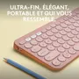 Logitech Pebble Keys 2 K380s - Clavier Bluetooth sans fil compact avec boutons Easy-Switch pour 3 appareils et touches Fn programmables - Rose