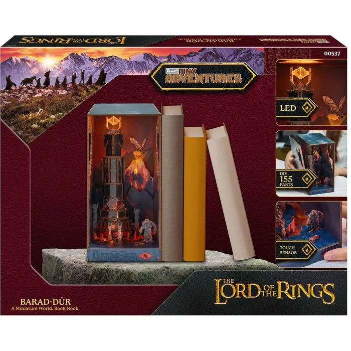 Revell Tiny Adventures Book Nook DIY Kit - Maquette 3D Le Seigneur des Anneaux Barad-dûr à Construire avec Éclairage LED