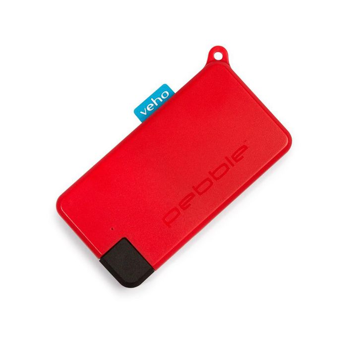 Veho Pebble Pokket Power Bank portable ultra-mince 1000mAh micro avec port USB-C intégré pour smartphone - Rouge