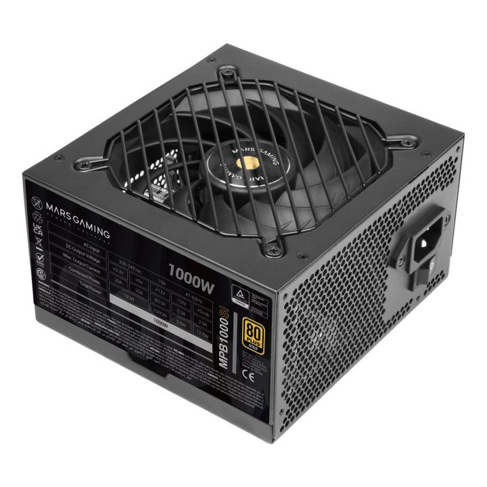 Mars Gaming MPB1000SI Alimentation 1000W ATX 80+ Gold Ventilateur 140mm Silencieux Noir Mars Gaming MPB1000SI Alimentation 1000W ATX 80+ Gold Ventilateur 140mm Silencieux Noir