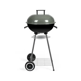 Livoo DOC172K - Barbecue à charbon de bois Ø 41 cm, grille en acier chromé, hauteur 69.5 cm, 2 roues crantées et poignées de transport