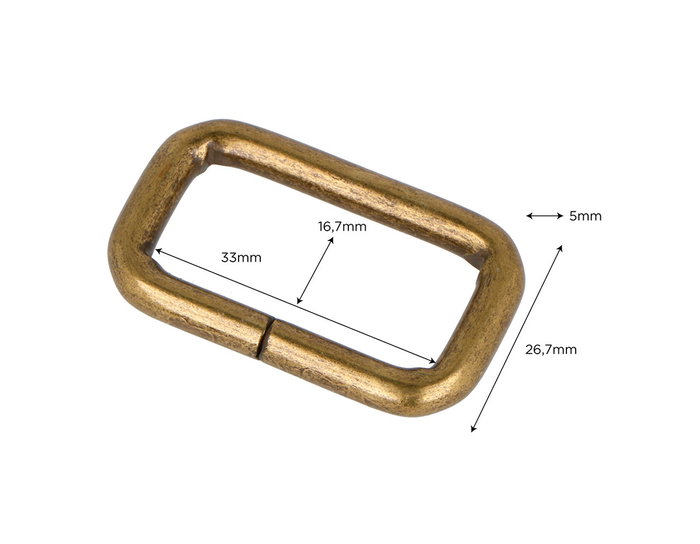 Innspiro Anneaux Rectangulaires en Fer Or Vieilli 33 mm (Lot de 3)