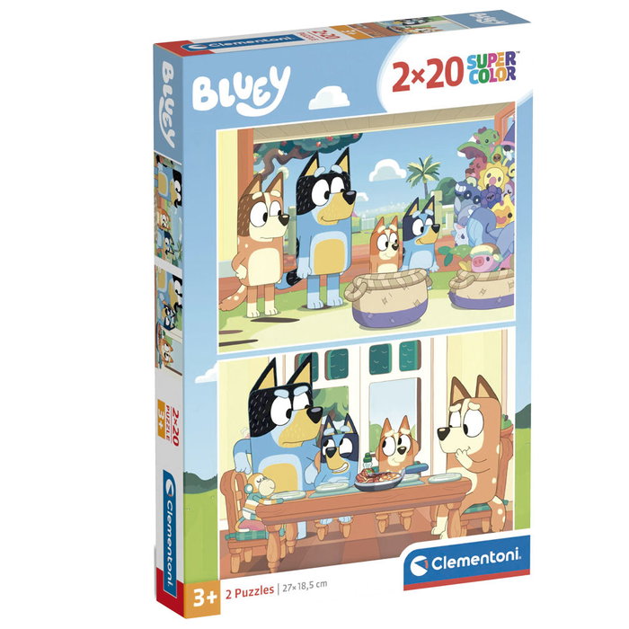 CLEMENTONI Puzzle Bluey 2x20 pièces Bleu