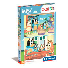 Clementoni Puzzle 2x20 pièces Bluey 24807 - Double puzzle pour enfant, 27 x 19 cm, à partir de 3 ans